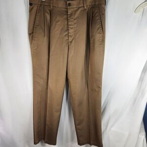 Dockers Brown Individual Fit Waistband Stain Defender Pleated Front Pants 36x30